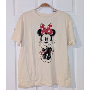 Disney‎ Minnie Mouse Graphic T-Shirt Cream Size Large Cute NWT